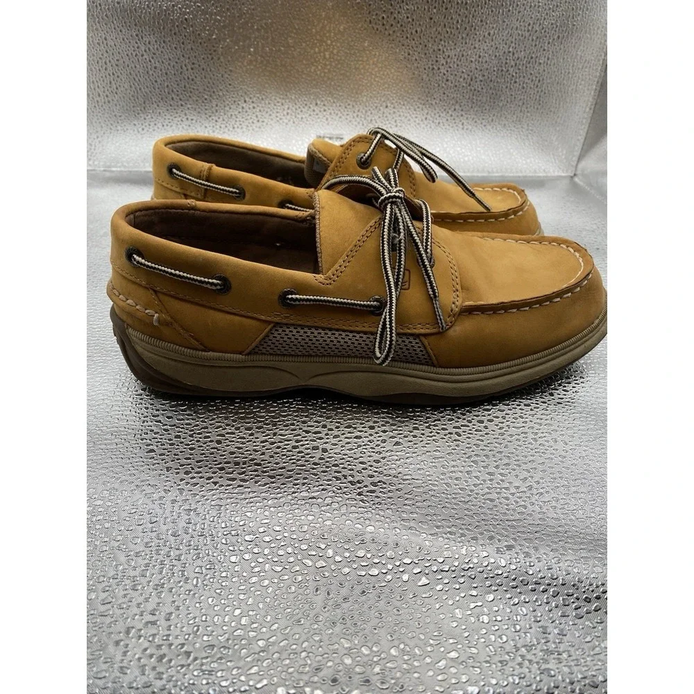 Sperry Top-Sider Intrepid Boys Boat Shoe Brown Leather Lace Up Non-Slip‎ Size 5M